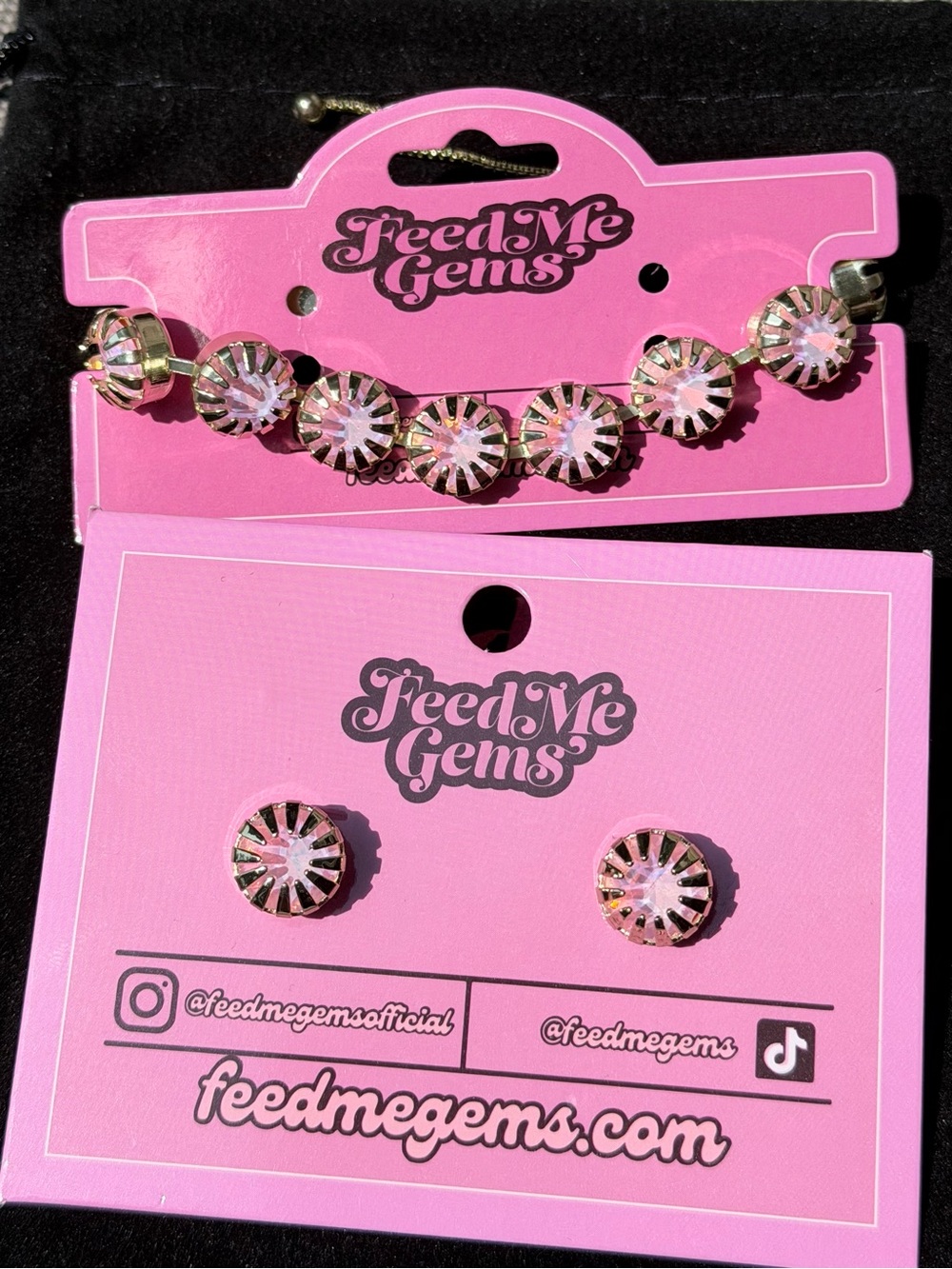 Feed Me Gems The Blooms Pink Opal Bracelet & Stud Earrings Set